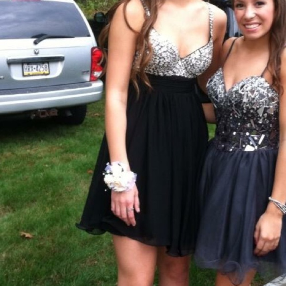 Black and sequin homecoming dress